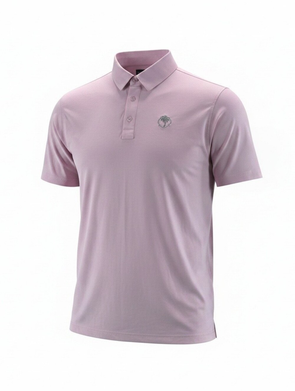 Straight Down Mens M Pink Palm Tree Logo Golf Polo Shirt Performance